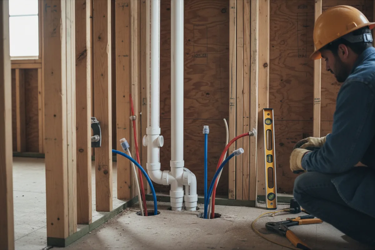 Drain and supply rough-in during Leak Detection in Orange City