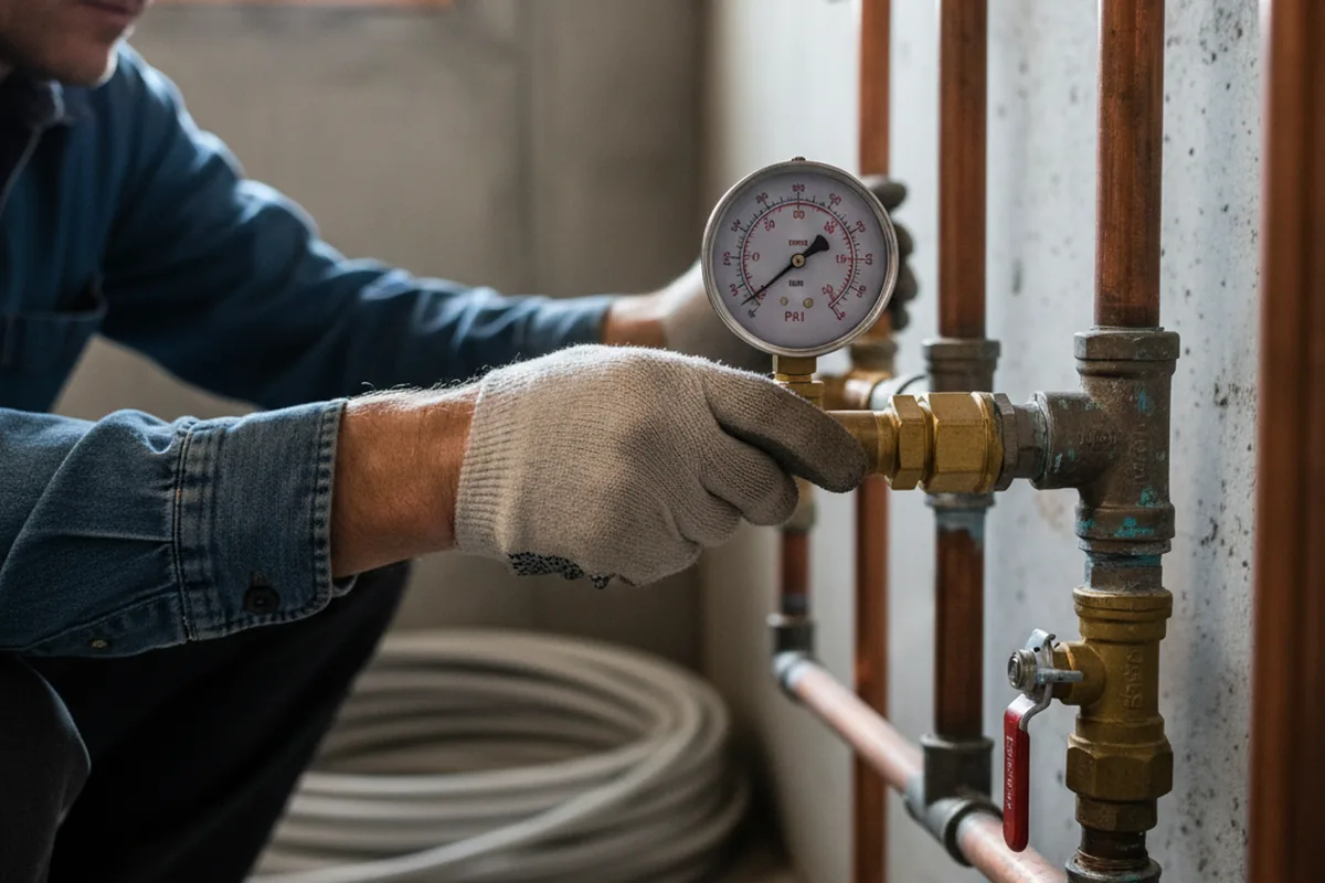 Pressure testing a repaired line during Water Line Repair in Orange City